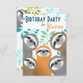 Jungle Sloths Anniversaire Fête Invitation (Devant / Derrière)
