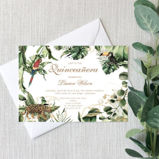 Jungle Thème Animaux Quinceanera Fête Invitation