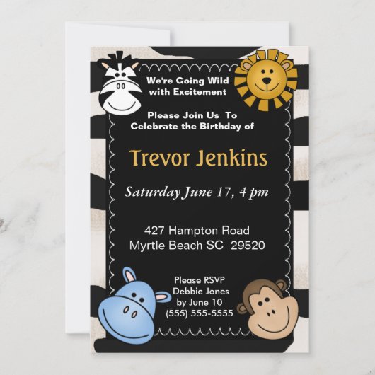 Jungle Thème Anniversaire de enfant Invitation (Devant)