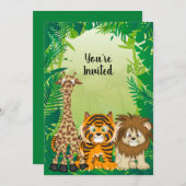 Jungle Thème Anniversaire Invitations (Devant / Derrière)