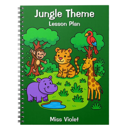 Jungle Theme Lesson Plan Notebook for Preschool Notitieboek (Voorkant)