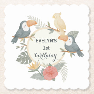 Jungle Toekan 1e Verjaardag Boho Baby Shower Feest Kartonnen Onderzetters