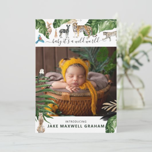 Jungle tropicale | Faire-part de naissance double  (Debout devant)