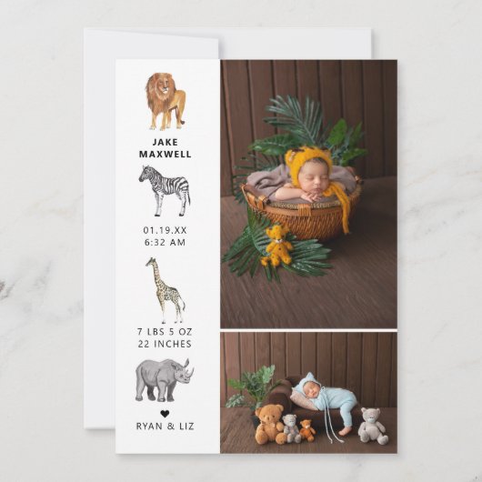 Jungle tropicale | Faire-part de naissance double  (Dos)