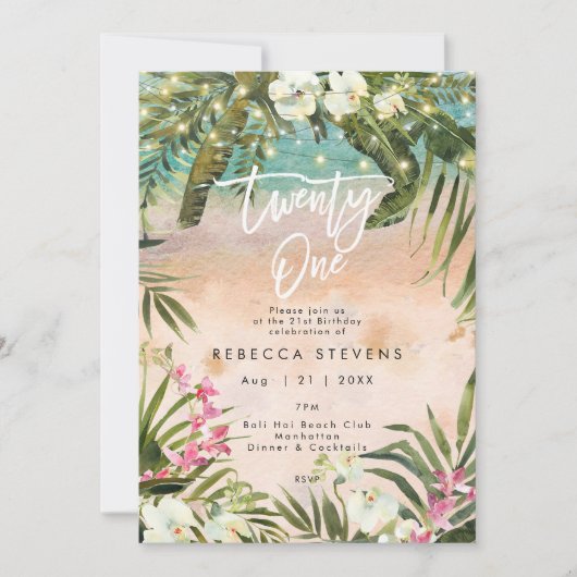 jungle tropicale invitation à 21e anniversaire (Devant)