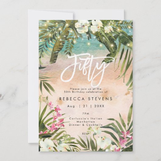 jungle tropicale invitation à cinquante ans (Devant)
