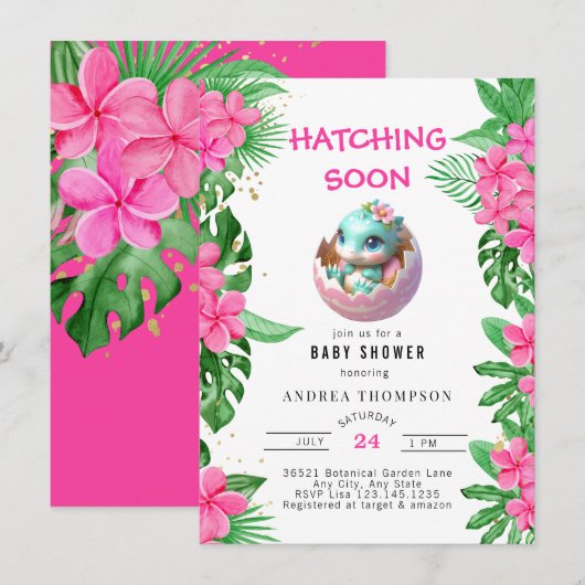 Jungle tropicale | Invitation Baby shower (Devant / Derrière)