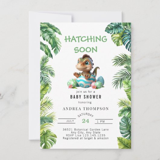 Jungle tropicale | Invitation Baby shower (Devant)