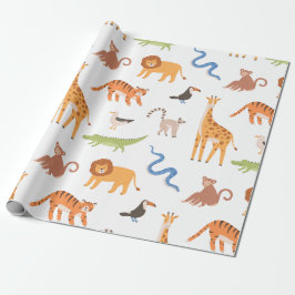 Jungle Tropische Safari Wilde Dieren Patroon Cadeaupapier