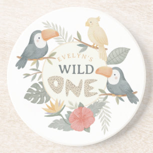 Jungle Tropische Toekan Meisjes Wild One 1e Verjaa Zandsteen Onderzetter