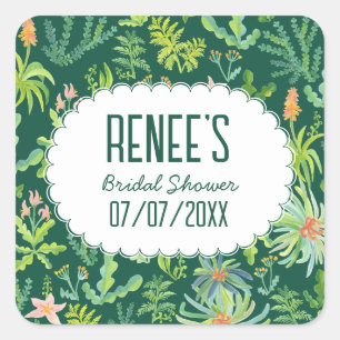Jungle Tuin Aquarel Maatwerk BRUIDSBAD Vierkante Sticker