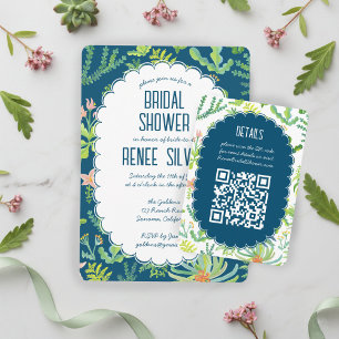 Jungle Tuin Waterverf Aangepaste QR BRUIDSSCHMAUS Informatiekaartje