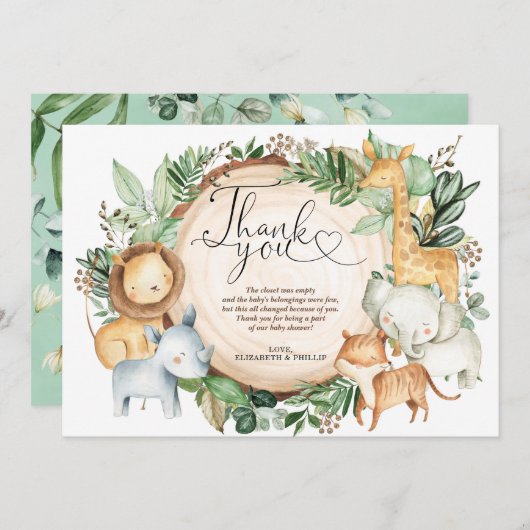 Jungle verdoyante Safari Animaux sauvages Carte de (Devant / Derrière)