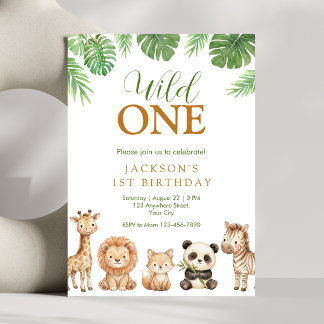 Jungle Wild One Verjaardagsuitnodiging Kaart