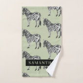 Jungle Zebra Wild Motif & Nom personnalisé (Serviette à main)