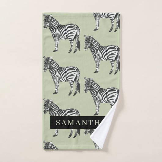 Jungle Zebra Wild Motif & Nom personnalisé (Serviette à main)