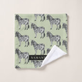 Jungle Zebra Wild Motif & Nom personnalisé (Gant de toilette)