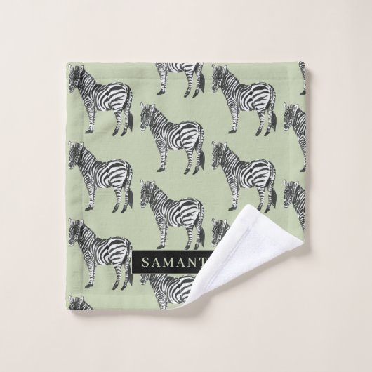 Jungle Zebra Wild Motif & Nom personnalisé (Gant de toilette)