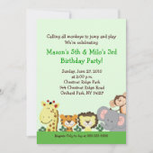 JUNGLE ZOO PARTY 5x7 Custom Birthday Invitation (Devant)