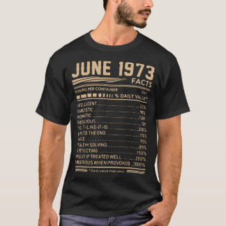 Juni 1973 Feiten Verjaardag T-shirts Juni 1973 Fei