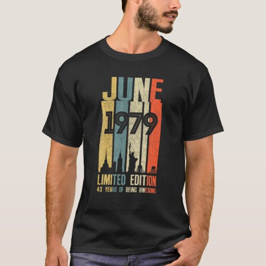 Juni 1979 43 Geboortedag 43: 1979, geboortedag vii T-shirt (Voorkant)