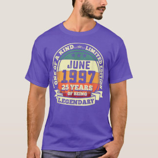 Juni 1997 25e verjaardag met 25 jaar been t-shirt