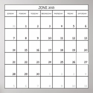 JUNI 2015 PLANNER CALENDAR POSTER