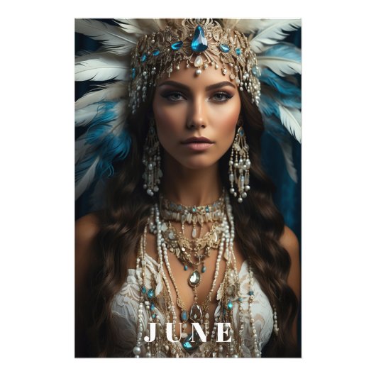 *~ JUNI Boho Vrouw Verjaardag PARELS AP53 Foto Afdruk (Voorkant)