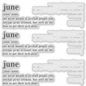 Juni Definitie Verjaardag Sticker (Voorkant)