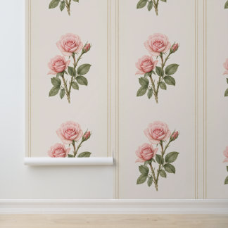 Juni Geboortebloem Behang, Roos Botanisch Behang