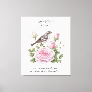 Juni Geboortemaand Bloem Roos Elegante Verjaardag Canvas Afdruk