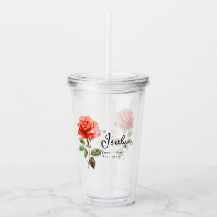 Juni Geboortemaand Bloem Roos Gepersonaliseerd Acryl Drinkbeker