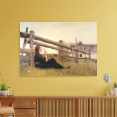 Juni. Girl Blows Dandelion Seeds, 1899 Canvas Afdruk (Insitu (Woonkamer))