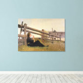 Juni. Girl Blows Dandelion Seeds, 1899 Canvas Afdruk (Insitu (Houten vloer))