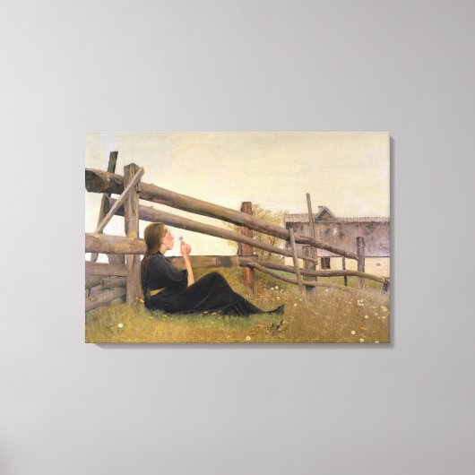 Juni. Girl Blows Dandelion Seeds, 1899 Canvas Afdruk (Voorkant)