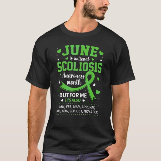Juni is Scoliose Awareness Maand Green Ribbon Sur T-shirt (Voorkant)