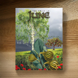 Juni maand Bomen Fig Apple Birch Briefkaart