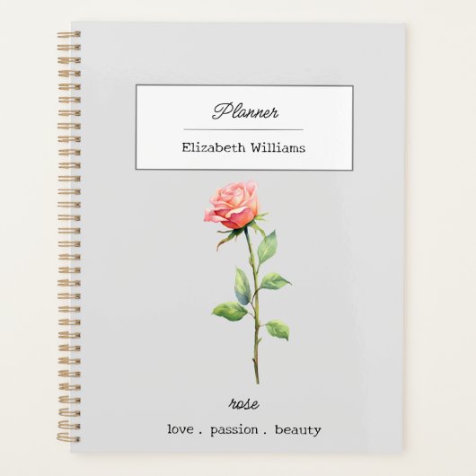 JUNI ROOS BIRTH FLOWER GEPERSONALISEERD PLANNER (Voorkant)