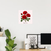 Juni Roos Bloemen Poster (Thuiskantoor)