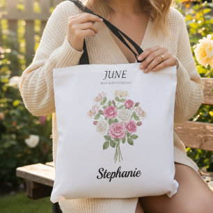 Juni Roos Geboortemaand Bloem Oma Cadeau Draagtas