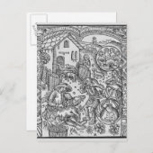 Juni, schapen het scheren, Tweeling Briefkaart (Voorkant / Achterkant)