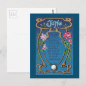 Juni Verjaardag Parel en Rozen Briefkaart (Voorkant / Achterkant)