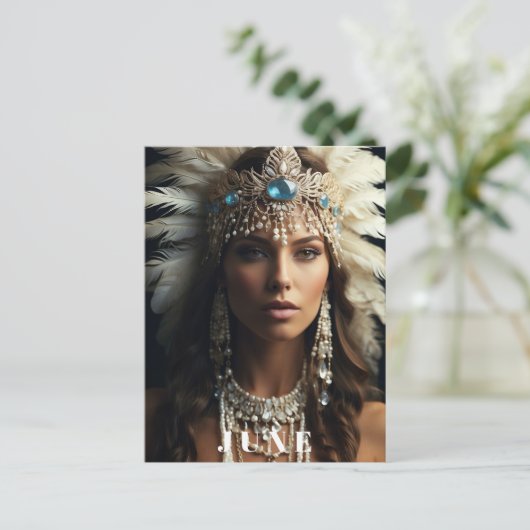 *~ JUNI Vrouw Verjaardag PARELS Boho AP53 Briefkaart (Staand voorkant)