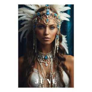 *~ JUNI Vrouw Verjaardag PARELS Boho AP53 Foto Afdruk