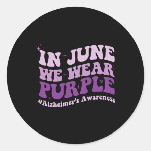 Juni Wij Draag Paarse Alzheimerheimer Awareness Mo Ronde Sticker