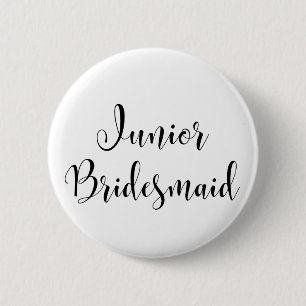 Junior Bridesmaid 2 Black Script Typografie (30) Ronde Button 5,7 Cm
