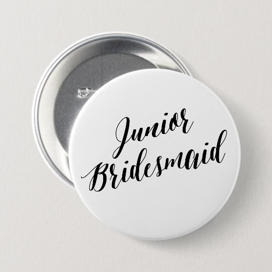 Junior Bridesmaid Black Script Button (Voorkant /achterkant)