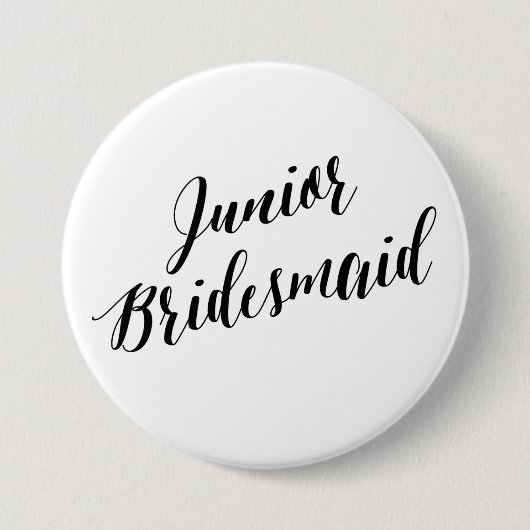 Junior Bridesmaid Black Script Button (Voorkant)