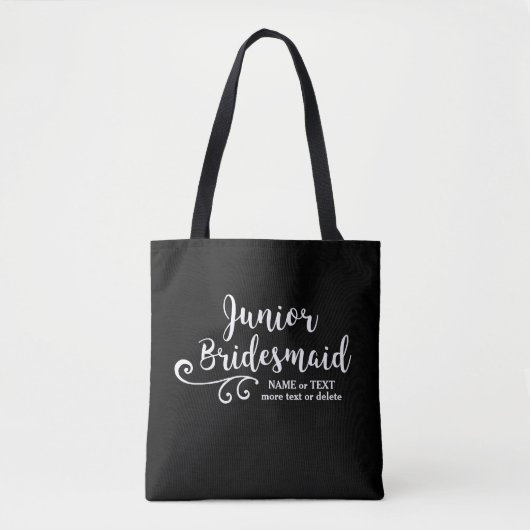 Junior Bridesmaid Canvas tas | Fun Chic White Scri (Voorkant)