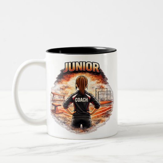 Junior Coach Mug - Gymnastics Gift Tweekleurige Koffiemok (Links)